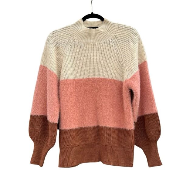 Vestique Women's Sweater Mock Neck Color Block Top Size Small - Picture 4 of 6